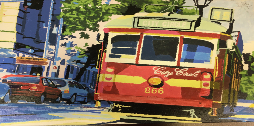 Картина «Городской трамвай» (Перелетова Елена Ивановна)