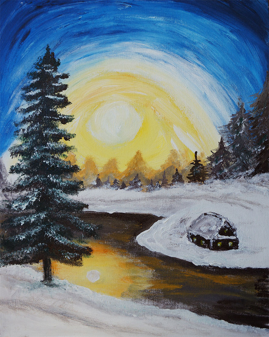 Зимний вечер (картина). Автор: Юлия Кузьмина