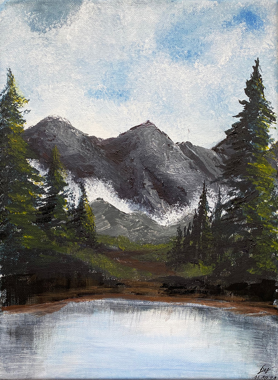 Озеро в горах (картина). Автор: Елена Белякова